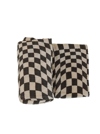 Wavy Checker Muslin Swaddle (B&W)