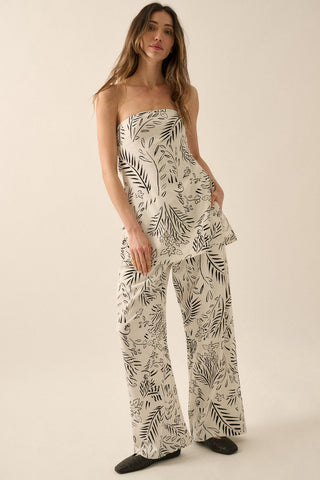 Floral Print Wide Leg Pant (Off White)