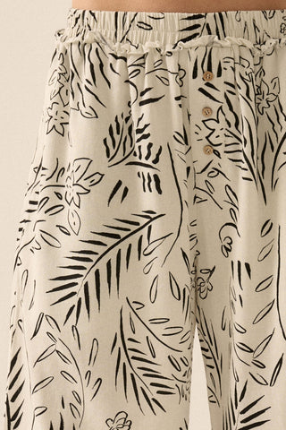 Floral Print Wide Leg Pant (Off White)