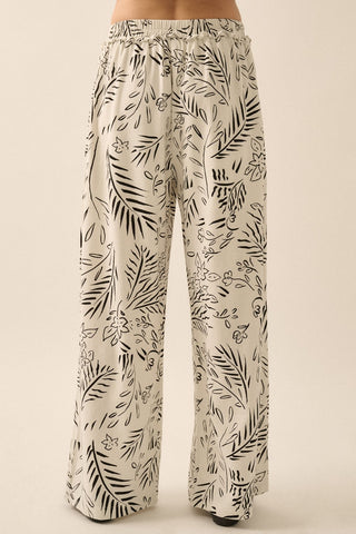Floral Print Wide Leg Pant (Off White)