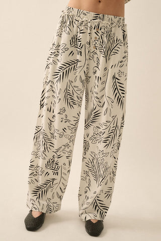 Floral Print Wide Leg Pant (Off White)