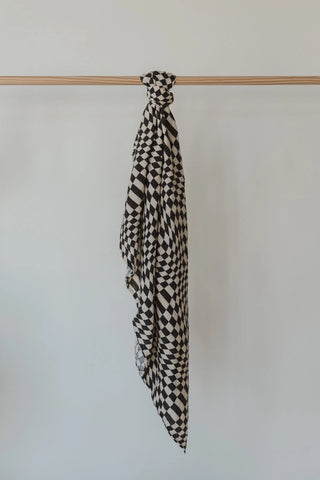 Wavy Checker Muslin Swaddle (B&W)