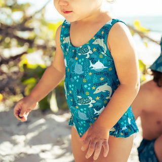 Ocean Friends Ruffle Leg One Piece Girls Swimsuit