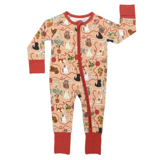 Cats Meow Bamboo Convertible Baby Pajamas (Peach Multi)
