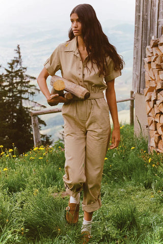 Foxglove Embroidered Boilersuit (Khaki)