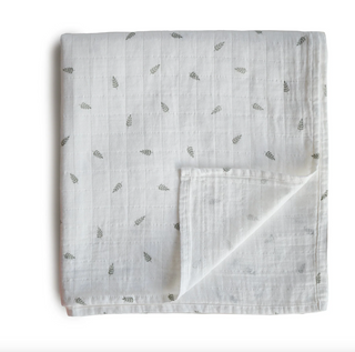 Muslin Swaddle Blanket Organic Cotton (Leaves)