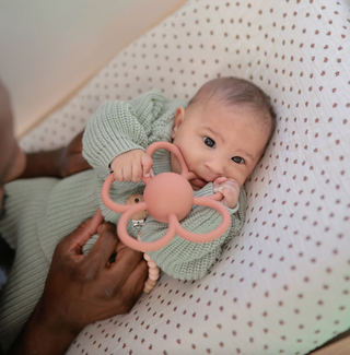 Daisy Rattle Teether (Dusty Rose)