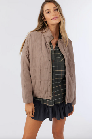 Madeline Quilted Jacket (Taupe Grey)