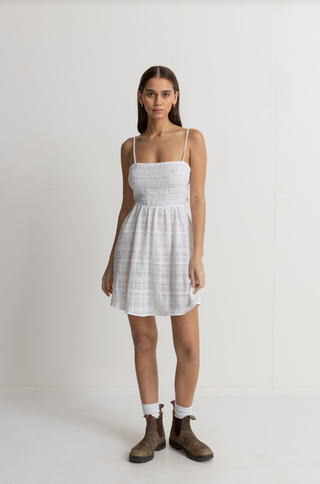 Milly Smocked Mini Dress (White)