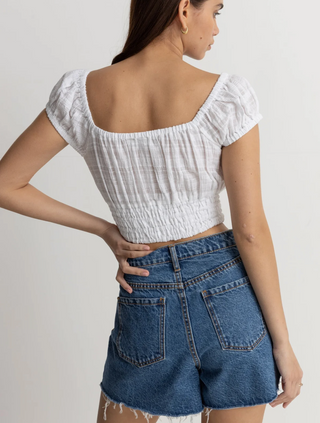 Dylan Cap Sleeve Top (White)