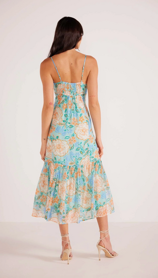 EVELYN STRAPPY MIDAXI  DRESS (MINT/FLORAL)