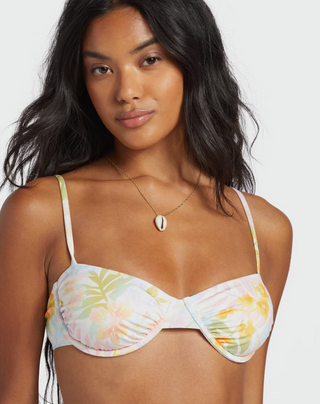Peaceful Palms Ruched Underwire Bikini Top (MUL)