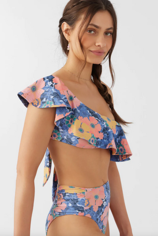 JADIA FLORAL MISSION BEACH RUFFLE ONE SHOULDER TOP (MUL)