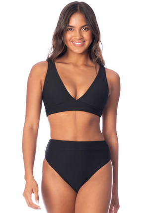 Jade Black Allure Long Line Triangle Bikini Top