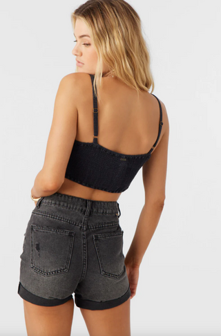 LEA TIE-FRONT CROP TOP (BLK)