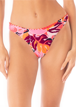 Coral Leafy Sublimity Regular Rise Classic Bikini Bottom