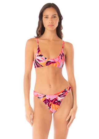 Coral Leafy Liberties Classic Bralette Bikini Top