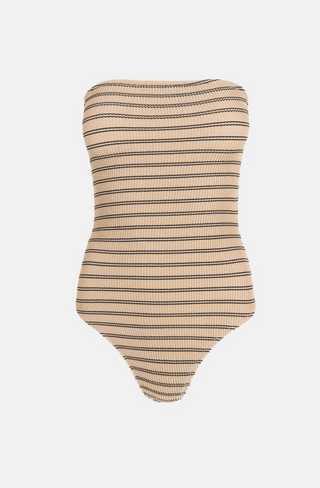 Sol Stripe Strapless One Piece (Black)