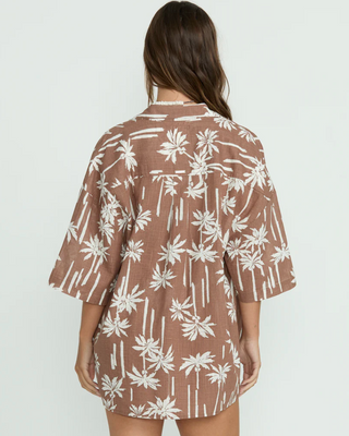 Beach Side Printed Short Sleeve Shirt (Nutmeg)