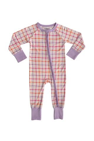 Candy Plaid Zipper Romper
