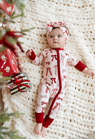 Merry Little Bows Zipper Romper