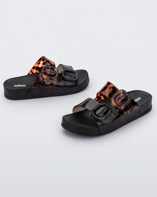 Melissa Cozy Slide (Black/Clear Tort)