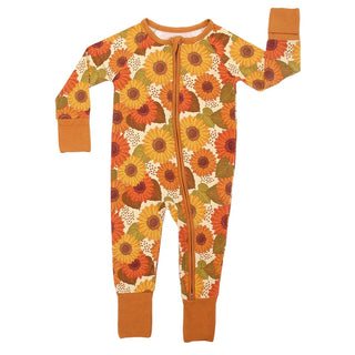Sunflowers Fall Floral Bamboo Convertible Baby Pajamas