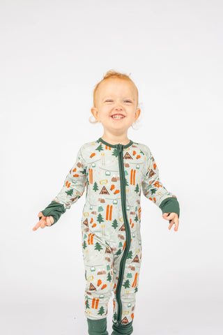 Ski Day Winter Bamboo Convertible Baby Pajamas