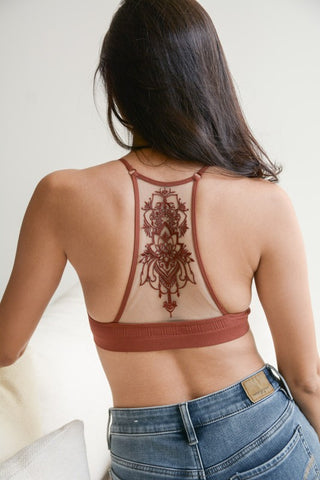 Jodi Mesh Racerback Bralette (Rust)
