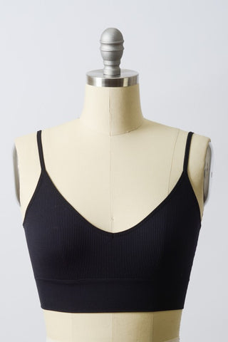 Tara Low Back Seamless Bralette (Black)