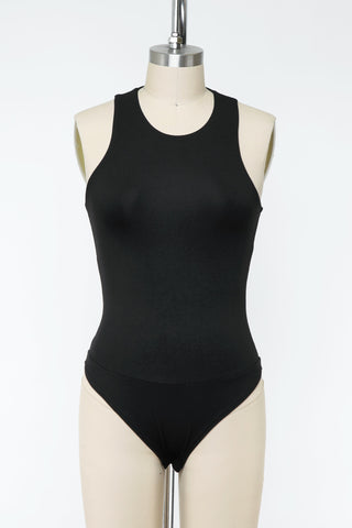 High Neck Sleeveless Bodysuit (Black)
