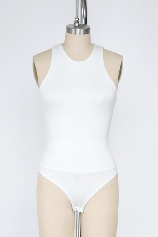 High Neck Sleeveless Bodysuit (Ivory)