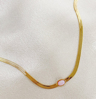 Pink Opal Herringbone Necklace