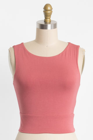 Solid Cropped Round Neck Tank (Marsala)