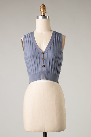 Button tank crop top (blue) ONLINE EXCLUSIVE