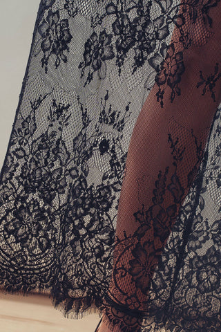 T-Shirt Dress with Sheer Lace Skirt (Black)
