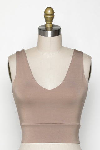 Double V Modal Skimmer Top (New Taupe)