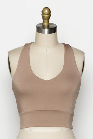 Thick Strap VNeck Crop (New Taupe)
