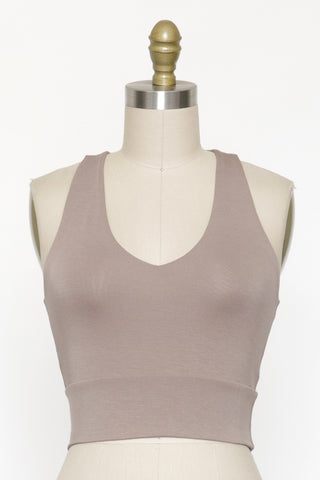 Thick Strap VNeck Crop (Taupe)