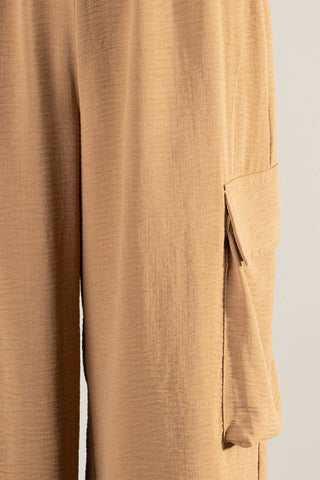 Wide Leg Cargo Pants (Taupe)