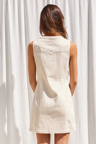 Button Down Mini Dress (BEIGE)