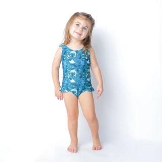 Ocean Friends Ruffle Leg One Piece Girls Swimsuit