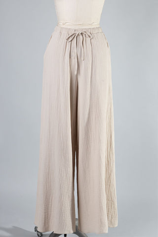 Gauze Textured Wide Leg (Stone) ONLINE EXCLUSIVE