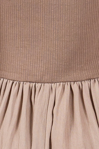 Ribbed Top and Woven Skirt Dress (Fall Sand)