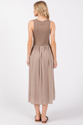 Ribbed Top and Woven Skirt Dress (Fall Sand)