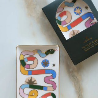 Rainbow Snake Porcelain Trinket Dish