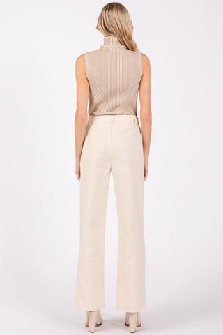 Clean Seamed Cut Wide Pants (Ecru)