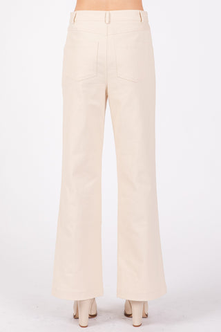 Clean Seamed Cut Wide Pants (Ecru)