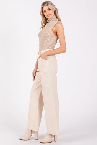 Clean Seamed Cut Wide Pants (Ecru)