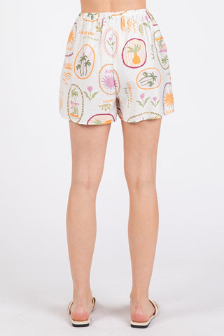 Paradise Printed Shorts (Ivory)